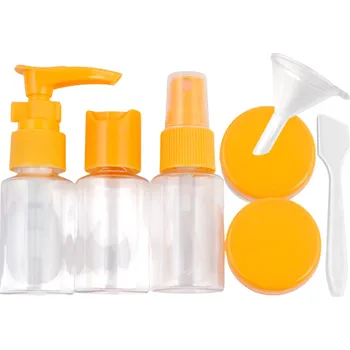 Úložný box eCarla Cestovní sada MINI lahviček do letadla, 7-dílná, vč. taštičky - oranžová