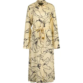 Dámské šaty ŠATY GANT SLIM LINE DRAWING SHIRT DRESS DUSTY LIGHT YELLOW