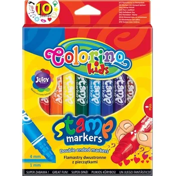 Fixy sada barevných fixů s razítky Colorino, sada oboustranných školních fixů, 10 ks