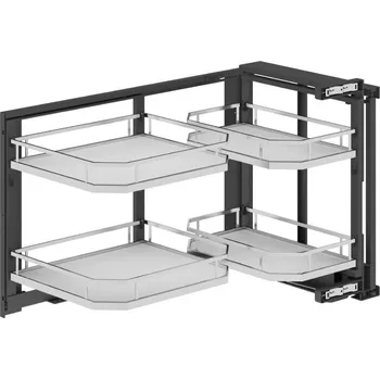 Nábytkové kování Slepý roh WIRELI Elegance s tl. dovřením - Pravý, 864-900x535x580mm, bílá, chrom