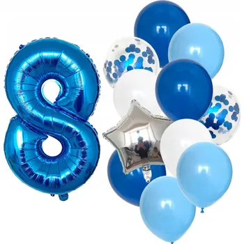 Balónek SADA BALÓNKŮ K 8. NAROZENINÁM ČÍSLICE HVĚZDY SRDÍČKA