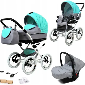 Kočárek Kočárek 3v1 BabyLux MARGARET WHITE - sportovní kočárek, hluboká korba, autosedačka