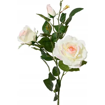 umělá květina Umělý květ RŮŽE na stonku ECRU 3 hlavičky na aranžování dekorativní 77 cm