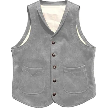 Pánská bunda Semišová pánská vesta cowboy retro Barva: Stříbrná, Velikost: S