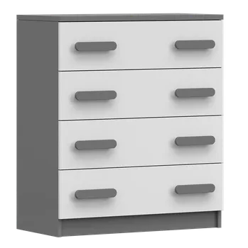 Dětská skříň Nábytek PEGAS s.r.o. Komoda 4S SMYK II - 02, Šedá/Bílá/Šedá
