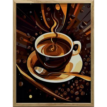 Obraz Plakát Retro Aromat, 30x40 cm, tmavě hnědý dřevěný rám, matný papír 230 g/m² v rámu 32 x 46 cm