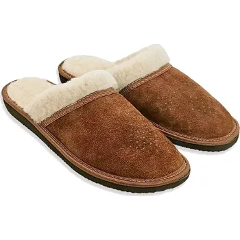 Dámská obuv Ovčí Věci Dámské kožené pantofle Tamara s ovčí vlnou merino hnědá, Velikost EU 37