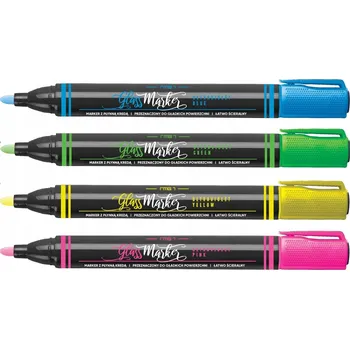 SADA MARKERŮ NA SKLO 4 V POUZDRU Rystor FIXY na sklo BAREVNÉ