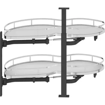 Drátěná police Rohová výsuvná police WIRELI Elegance - levá, 800x470x485-760mm, bílá, chrom