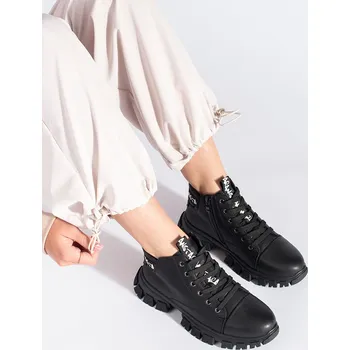 Dámské tenisky Dámské šněrovací boty Sergio Leone - černé B742B-EKO Velikost: 40