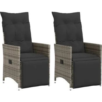 OMAXI Polohovací zahradní křesla 2 ks s poduškami šedá polyratan 313262