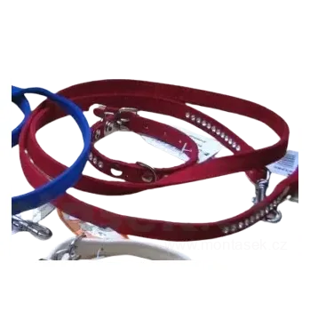 Vodítko pro psa Červené elegantní vodítko pro psa Štrass semiš 10mm DOPRODEJ (Vodítko pro psa )