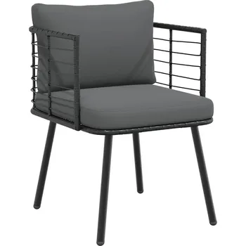 OMAXI Zahradní křeslo s poduškami černé polyratan 714022