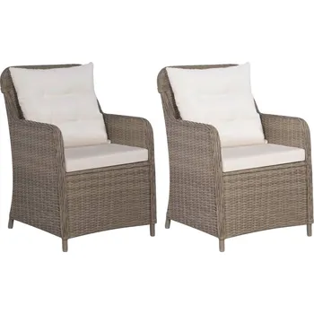 OMAXI Zahradní židle 2 ks s poduškami polyratan hnědé 607663