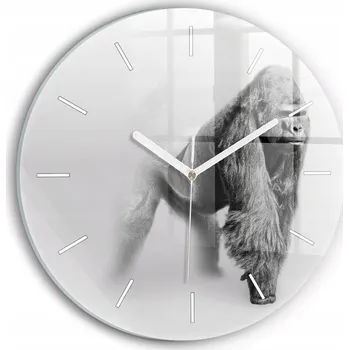 Hodiny Čtvercové Skleněné Nástěnné Hodiny do Obýváku Kolekce Zvířecího Umění fi30 cm