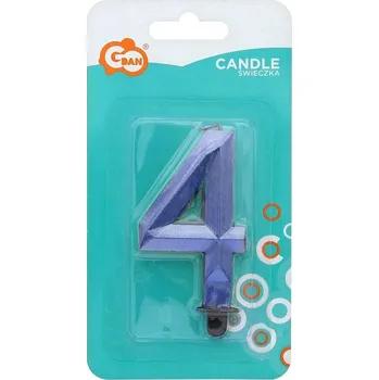 Dortová svíčka NAROZENINOVÉ SVÍČKY Na dort Svíčka číslice "4", Diamant metalická Modrá