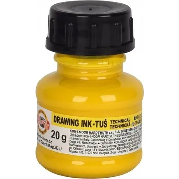 KALIGRAFICKÝ TUŠ ŽLUTÝ 20g Koh-I-Noor – KRÁSNÁ, INTENZIVNÍ BARVA