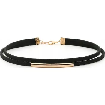 Náhrdelník Náhrdelník Choker Zlatý Černý Semišový Obojek