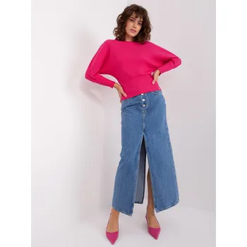 Dámská halenka Tmavě růžová žebrovaná halenka s netopýřími rukávy -RV-BZ-9208.77P-dark pink Velikost: L/XL