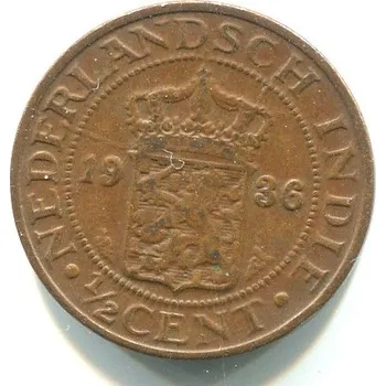 NIZOZEMSKÁ INDIE. 1/2 cent 1936.