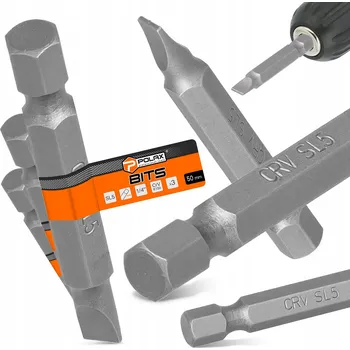 Bit 3x BIT ŠROUBOVÁKU SL5 50 mm Magnetický hrot 1/4 Plochý hrot SOLIDNÍ (Kvalitní)