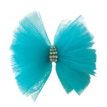 Kosmetika pro psa Premium mašlička tylová (Tyrkysové slavnostní mašle pro psy)