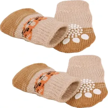 Obleček pro psa Béžové ponožky pro psy a kočky (Zimní potřeby pro psy )