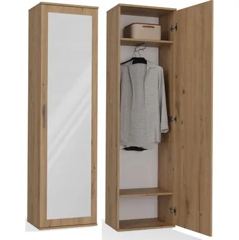 Šatní skříň TopEshop Skříň skříň 50 x 180 x 35 cm z dubového dřeva Artisan se zrcadlem