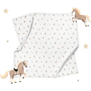 Zavinovačka Lullalove Zavinovací přikrývka z mušelínu plena 100 x 100cm - Koníci