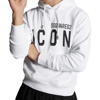 Pánská mikina Bílá mikina s kapucí Dsquared2 / Icon, Velikost: XXL