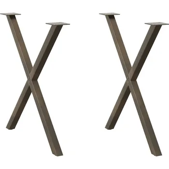 Stolová podnož OMAXI Nohy k jídelnímu stolu ve tvaru X, 2 ks, přírodní ocel, 80 x (72-73) cm, ocel 315830