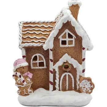 Vánoční dekorace Autronic Perníkový domeček - zdobený, polyresin, LED osvětlení uvnitř KEO020