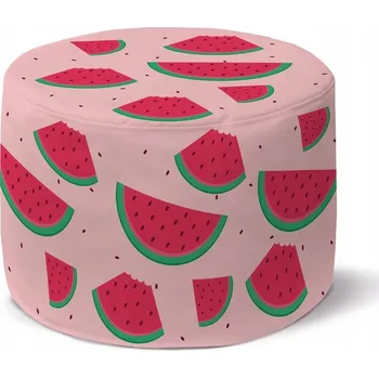 Taburet RŮŽOVÁ PODNOŽKA 35x25 cm S MELOUNY TABURET KULATÁ ŽIDLIČKA STOLIČKA SEDÁK