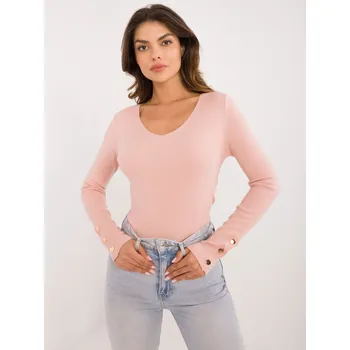 Dámský svetr Pudrový svetr s ozdobnými cvočky AT-SW-2334.49-light pink Velikost: S/M