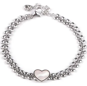 Náramek Náramek z nerezové oceli srdce Varianta: 2 stříbrná perleť, Balení: 1 ks