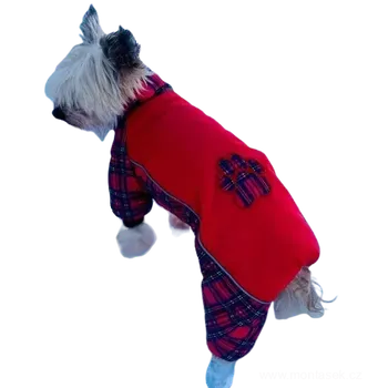 Obleček pro psa Červená zimní kombineza pro psy s tlapkou (Zimní oblečky pro psy)