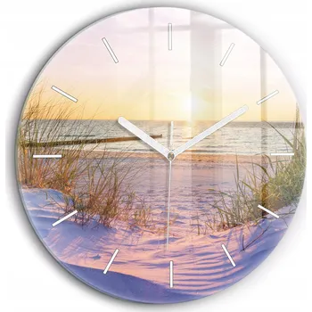 Hodiny Skleněné nástěnné hodiny do obýváku se vzorem Polské Slunečné moře, průměr 60 cm