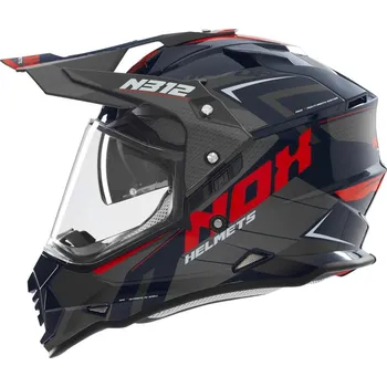 Helma na motorku NOX Enduro helma na motorku N312 Vapor šedo/modro/červená XL
