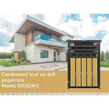 Přístřešek na popelnici Přístřešek na popelnici D02GW1, celokovový kryt, antracit/hnědý - N