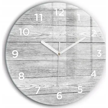 Hodiny Skleněné foto hodiny na zeď Panely dřevěné bílé ručičky kulatý průměr 60 cm