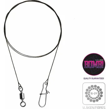 Wolfrámové lanko BOMB! s obratl. a karab.|2ks/20cm/7kg