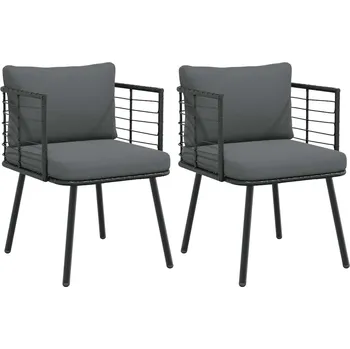OMAXI Zahradní židle 2 ks s poduškami černé polyratan 721495