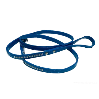 Vodítko pro psa Modré lakované vodítko pro psa s kamínky 10mm (Vodítko pro psa)
