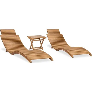 Zahradní lehátko OMAXI 3dílný skládací zahradní sedací souprava masivní teakové dřevo 223710