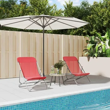 Zahradní lehátko OMAXI Skládací plážová křesla 2 ks červená textilen a práškovaná ocel 722517