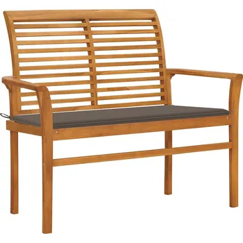 Zahradní lavice OMAXI Zahradní lavice s taupe poduškou 112 cm masivní teak 265819