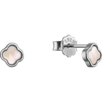 Náušnice EVOLUTION GROUP CZ Stříbrné náušnice čtyřlístky s růžovou perletí - 11709.3