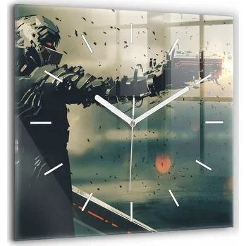 Hodiny Velké tvrzené skleněné dekorativní nástěnné hodiny Zabijácká zbraň hra