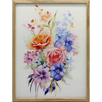 Obraz PLAKÁT NA ZEĎ V DŘEVĚNÉM RÁMU TMAVĚ HNĚDÝ ÉTERICKÁ KYTICE 30x40 CM