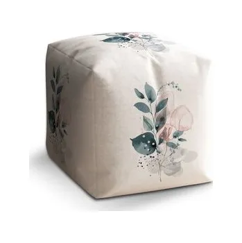Taburet Cube Květinová abstrakce: 40x40x40 cm (cs, Sablio)